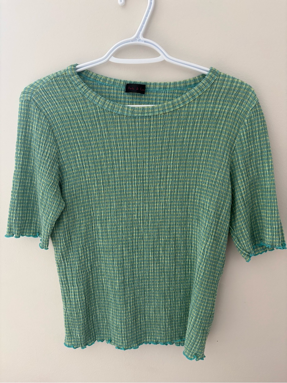 Boutique Porta di Lussa Gingham Frilled Lettuce Trim Top